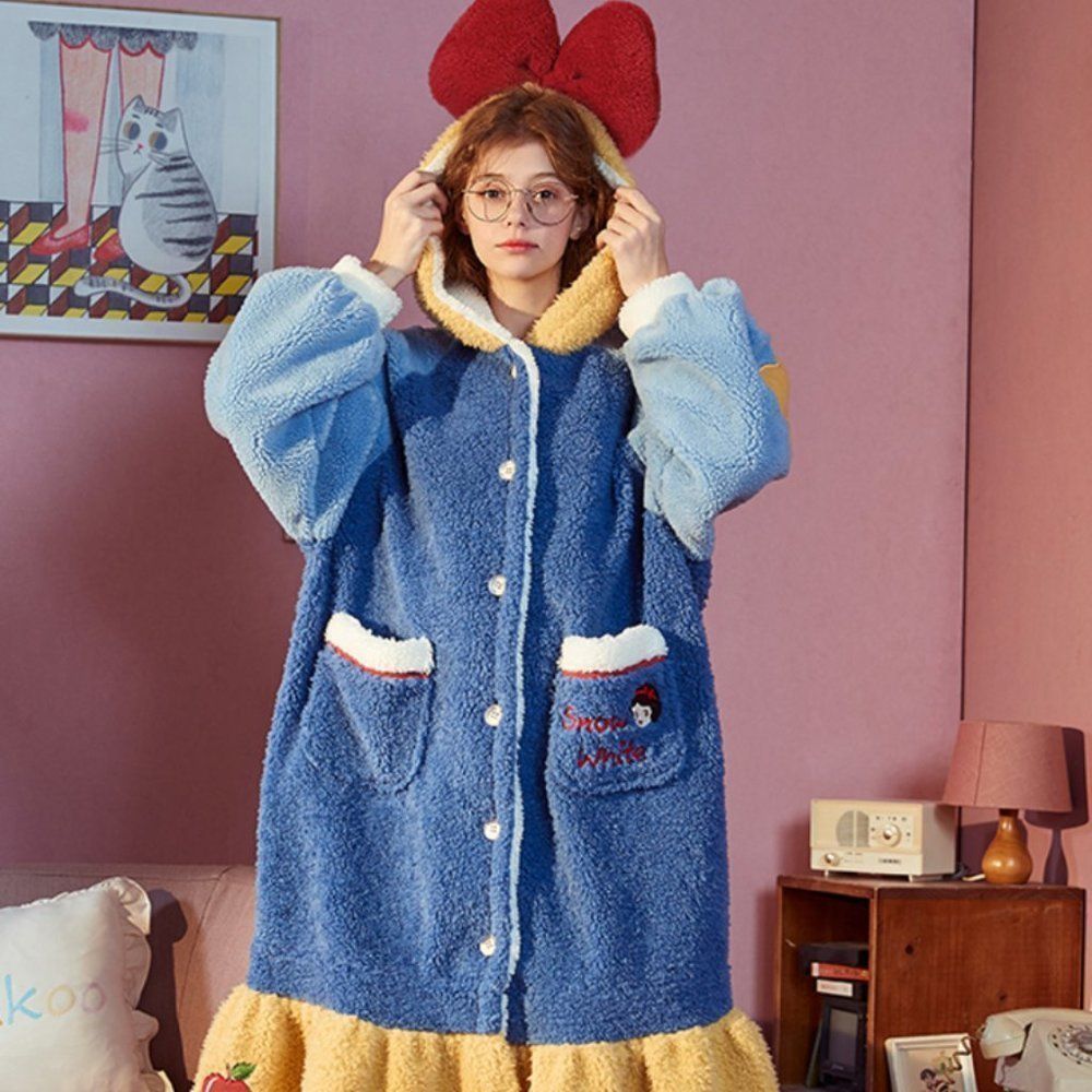 Premium Snow White Plush Pajama | Night Gown